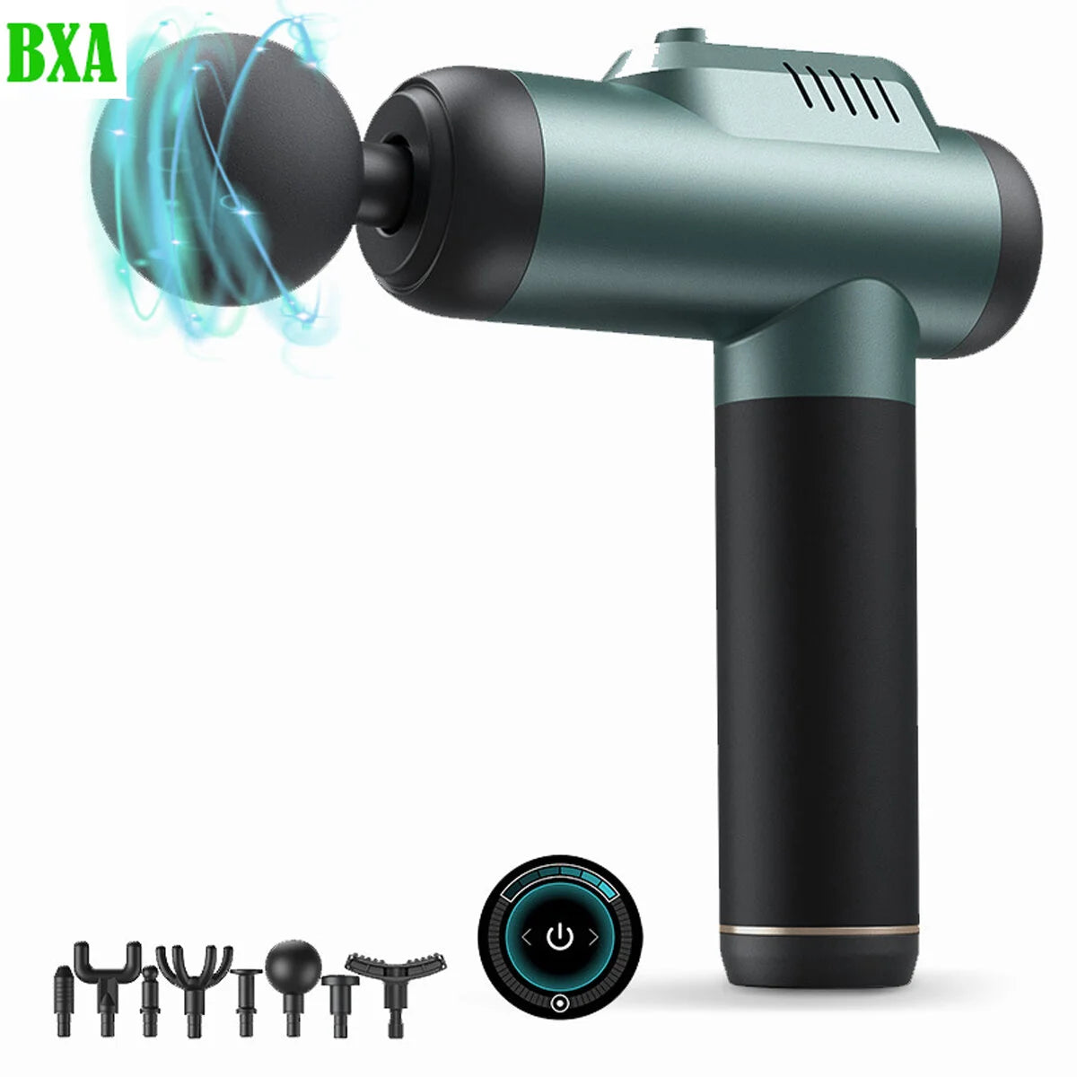 BXA A1-8D Massage Guns Deep Tissue Percussion Muscle Massager 6 Gear Adjustable Type-C Rechargeable Power Display with 8 Heads