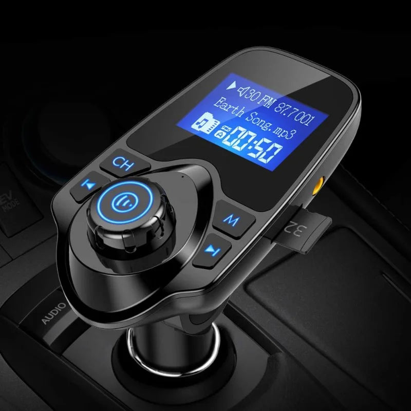 T11 Car Bluetooth MP3 Player with Song Name Display, Hands-Free Calling, FM Transmitter, Dual USB Car Charger - Bluetooth MP3 Fo