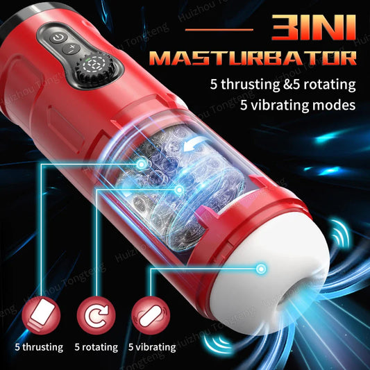 3 in1 Automatic Telescopic Male Masturbator Thrusting Machine Vibration Blowjob Pussy Moaning Masturbation Cup Adult Men Sex Toy