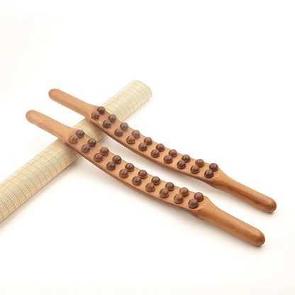 1pc 20 Beads Rolling Pin Universal Back Needle Massage Tendons Beech Wood Scraping Stick Point Treatment Guasha Therapy Tool