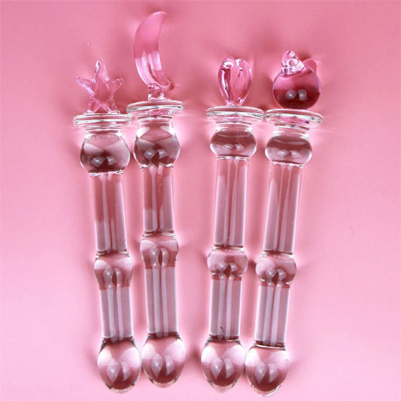 1PCS Anal Sex Toys Magic Wand Crystal Glass Stick Fake Parasol Anal Plug (S/M) Masturbation Dildos Sex Toy for Women Men Female