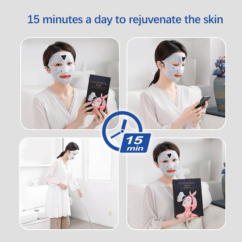 NEW EMS Facial Mask Low Frequency Microcurrent Double Chin Reduce Beauty Face Lifting Machine Hydration Skin Tightening Mask