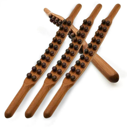 1pc 20 Beads Rolling Pin Universal Back Needle Massage Tendons Beech Wood Scraping Stick Point Treatment Guasha Therapy Tool