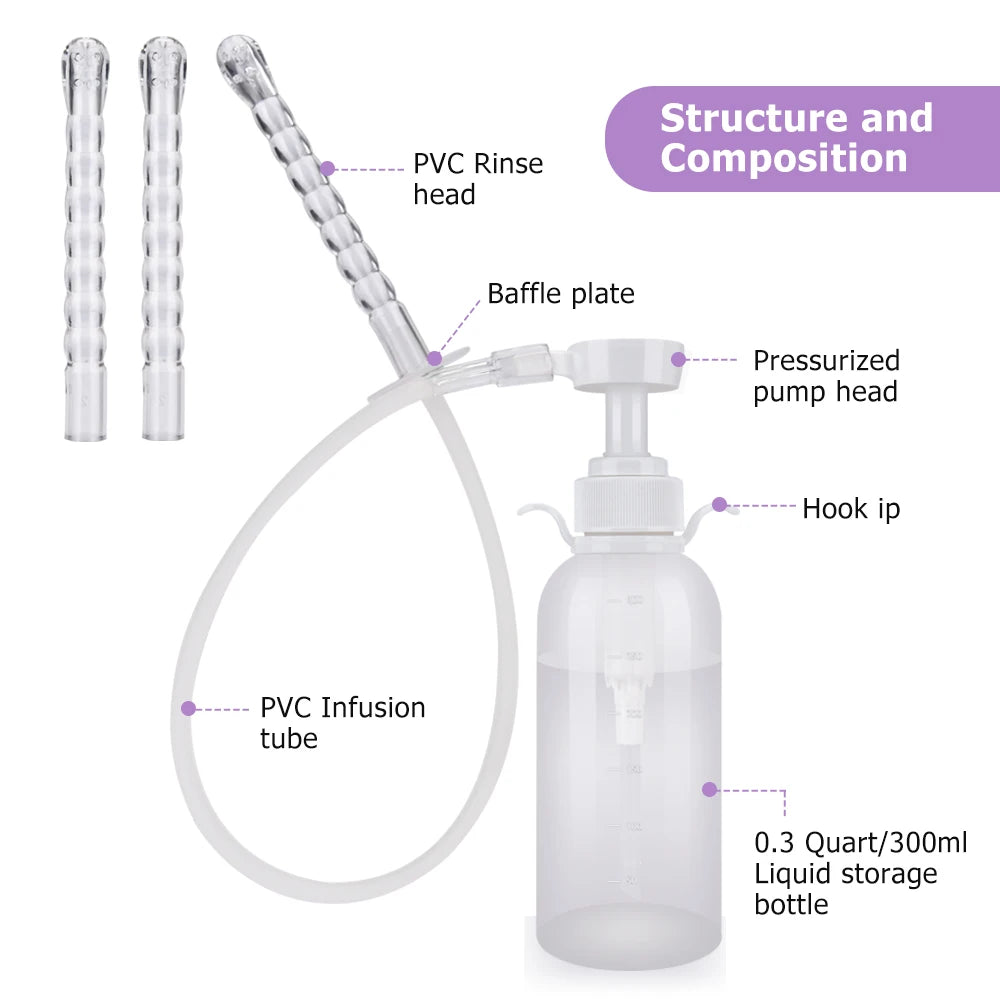 NEW 300ML Reusable Vaginal Irrigator Syringe Anal Cleaner Enema Vaginal Irrigator Set Female Vaginal Irrigator Shower Set