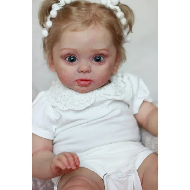 55CM Reborn Girl Baby Doll 3D Marble Texture Skin Visible Veins Soft Silicone Toy Cloth Body Kid Dress Up Play House Gift