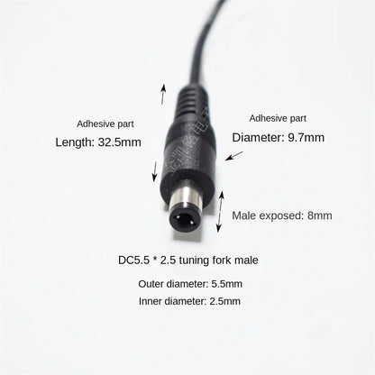 12V Copper Spring Car Charger Cable, DC5.5*2.5 Forked Cigarette Lighter Cable for Car Air Purifier Power Supply