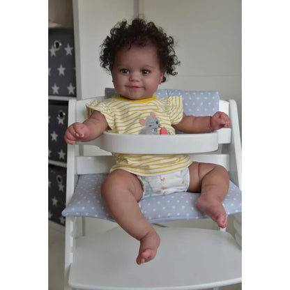 50CM Soft Body Flexible Reborn Baby Girl Black Skin Baby Handrooted Hair Simulated Baby Reborn Dolls Real Looking Baby Dolls