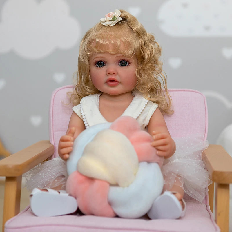 55CM Reborn Dolls Full Body Soft Reborn Baby Toddler Girl Doll Handmade 3D Painted Skin with Christmas Gift for Girl