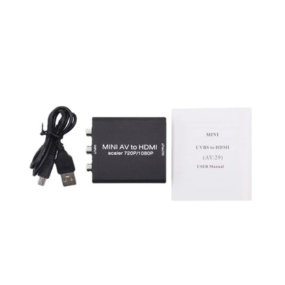 AV-to-HDMI mini-converter, AV-to-HDMI high-definition converter, RCA adapter, multifunctional HDMI converter.