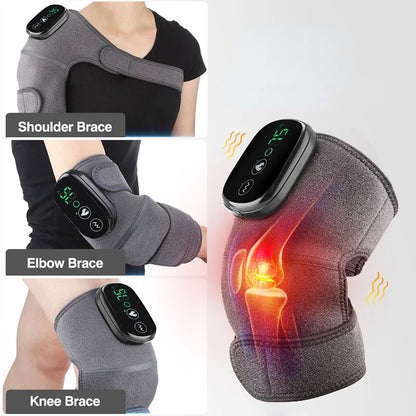 New 3 in 1 Electric Heating Therapy Knee Vibration Massager Leg Joint Physiotherapy Elbow Warm Wrap Arthritis Muscle Relaxation