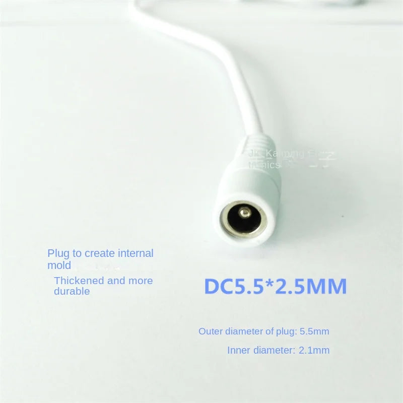 3m White Thick Copper 12V Monitoring Power Extension Cable - DC5.5*2.5mm Male To Female - for Projector