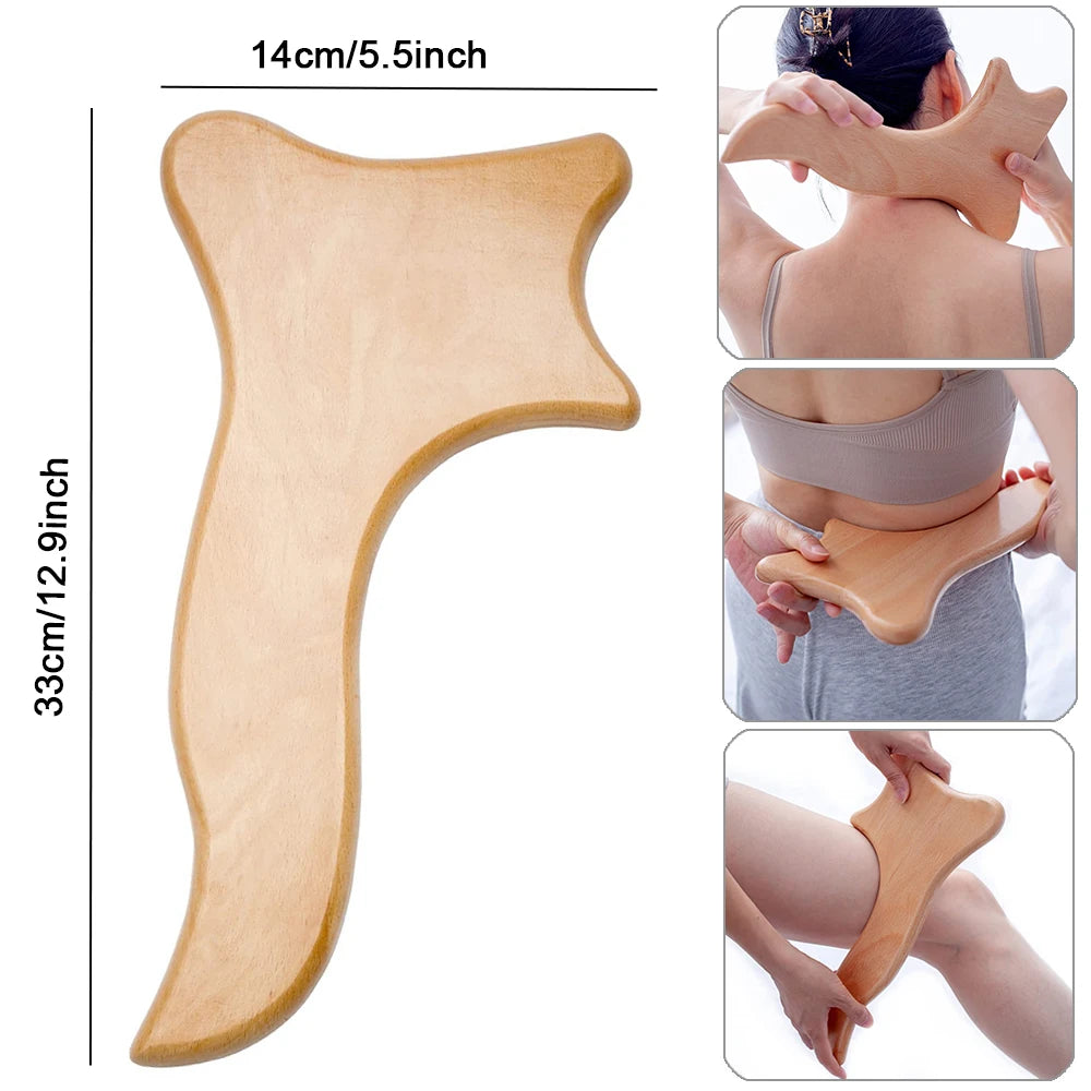 Wooden Gua Sha Scraping Board Wood Lymphatic Drainage Massager Body Sculpting Tools for Anti-Cellulite & Muscle Massage Release