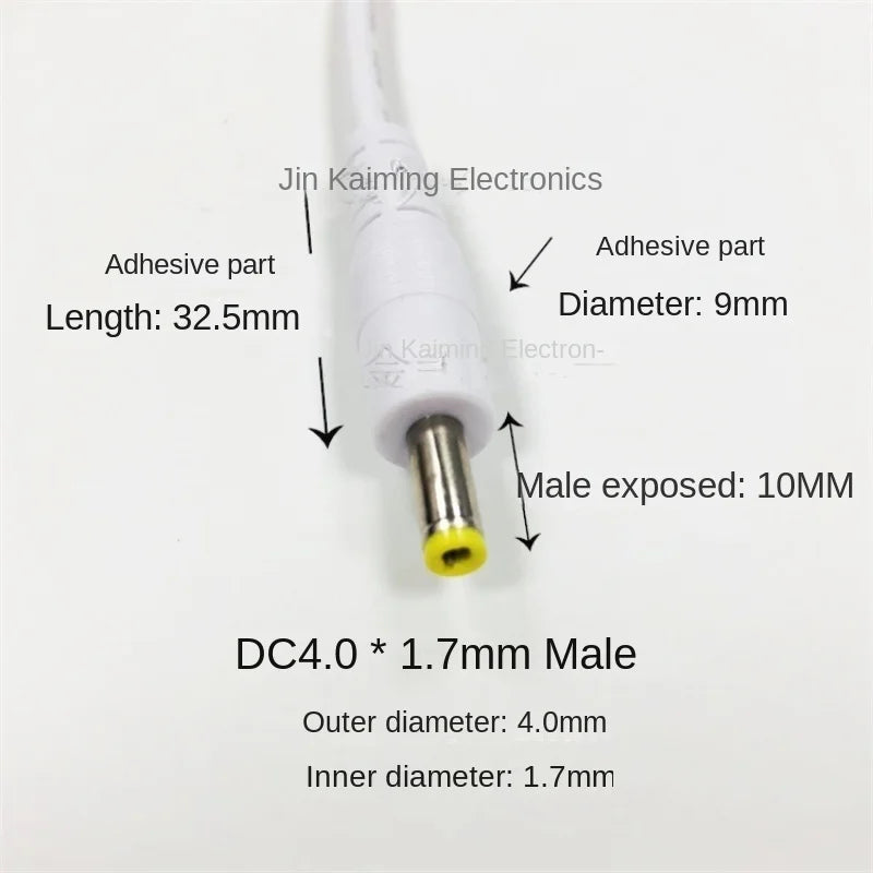 1.8M Pure Copper Car Power Cable, Cigarette Lighter To DC4.0*1.7mm Male Plug, White Cable for Tmall Genie