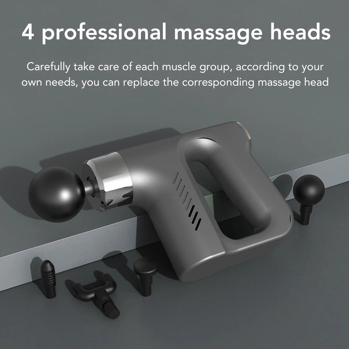 4 Heads Portable Fascia Gun Vibration Massage Gun Sports Muscle Relaxing Massager 5-gear Deep Tissue Mini Fitness Musle Massager