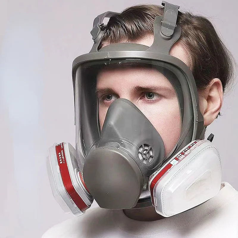 BXA Painting Spraying Gas Mask Chemcial Safety Work Gas Mask Proof Dust Facepiece Respirator Mask Full Face Mask With Filter