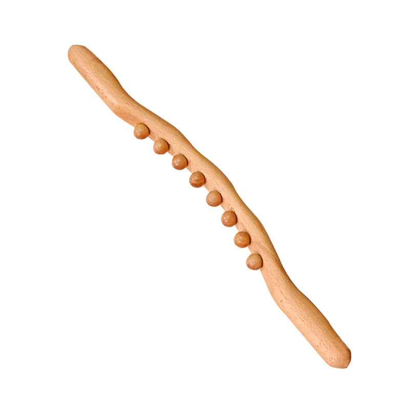 1pc 20 Beads Rolling Pin Universal Back Needle Massage Tendons Beech Wood Scraping Stick Point Treatment Guasha Therapy Tool