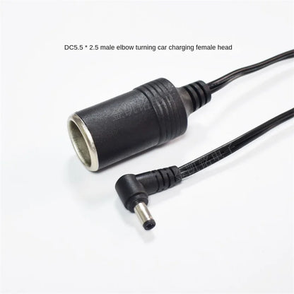 10A 120W Universal 12V DC5.5*2.5mm Male Right-Angle To Cigarette Lighter Female Socket Copper Car Charger Power Cable, 30cm