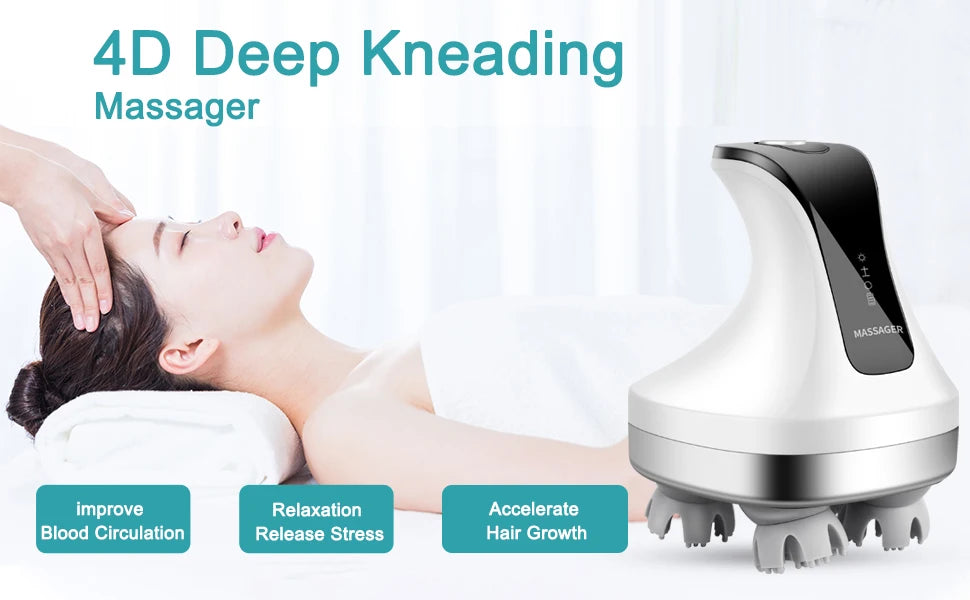 NEW 4D Electric Head Massager Wireless Scalp Promoting Hair Growth Massage Waterproof Body Neck Deep Tissue Massage