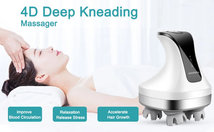 NEW 4D Electric Head Massager Wireless Scalp Promoting Hair Growth Massage Waterproof Body Neck Deep Tissue Massage