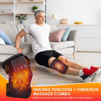 Black Infrared Electric Heating Knee Massager Joint Therapy Hot Compress Elbow Knee Pads Relax Vibration Massage Apparatus