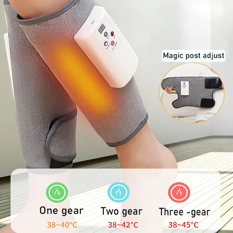 Electric Leg Massager with Vibration Hot Compress Professional Pressure Therapy Foot Massage Air Compression Muscle Relief Pain