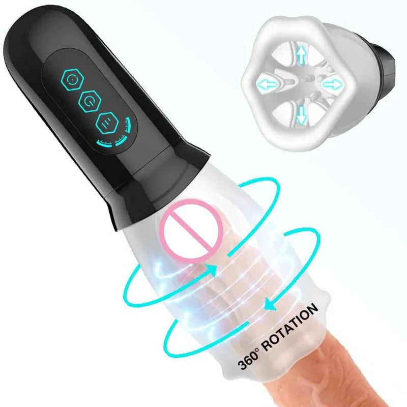 1PCS Powerful Strong Clip Oral Suction Blowjob Sex Machine Soft Silicone 360°Rotating Male Oral Sex Masturbator Toy For Men