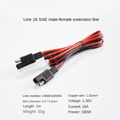 1m Pure Copper 1.31mm² 15A Solar Inverter PV Battery SAE Power Extension Cable (Male To Female)