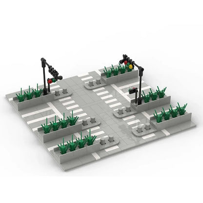 480Pcs MOC City Highway Traffic Light Sence Model Building Blocks Glodok Zebra Crossing Bricks Educational Toys Kids Gifts