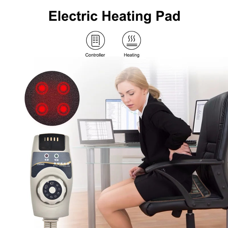 Tourmaline Mat Natural Jade Electric Massage Cushion Acupressure Infrared Heating Pu Seat Therapy Muscle Relax for Body Muscle