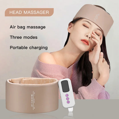 Migraine Stress Headache Relax Headband Electric Head Massager Belt Air Pressure Kneading Hot Compress Head Airbag Massage