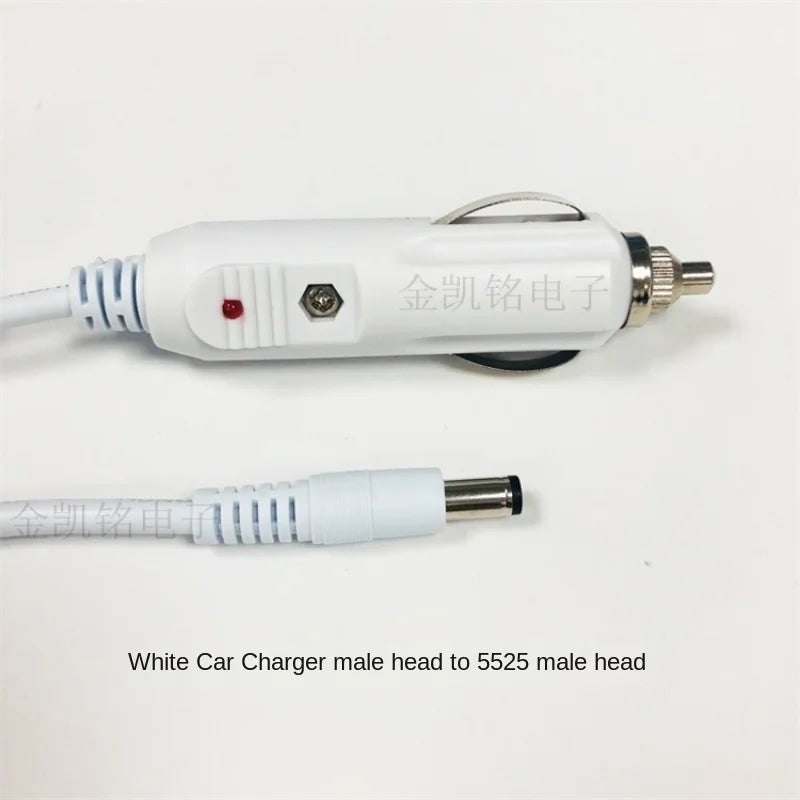 10A White Car Charger Adapter, DC5.5*2.5 To Cigarette Lighter Socket, 0.75mm² Pure Copper Audio Power Cable