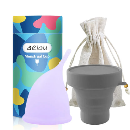 Menstrual Cups Eco-friendly Reusable Medical Soft Silicone Menstrual Cup Set Sterilizer Feminine Hygiene Product Period Cup