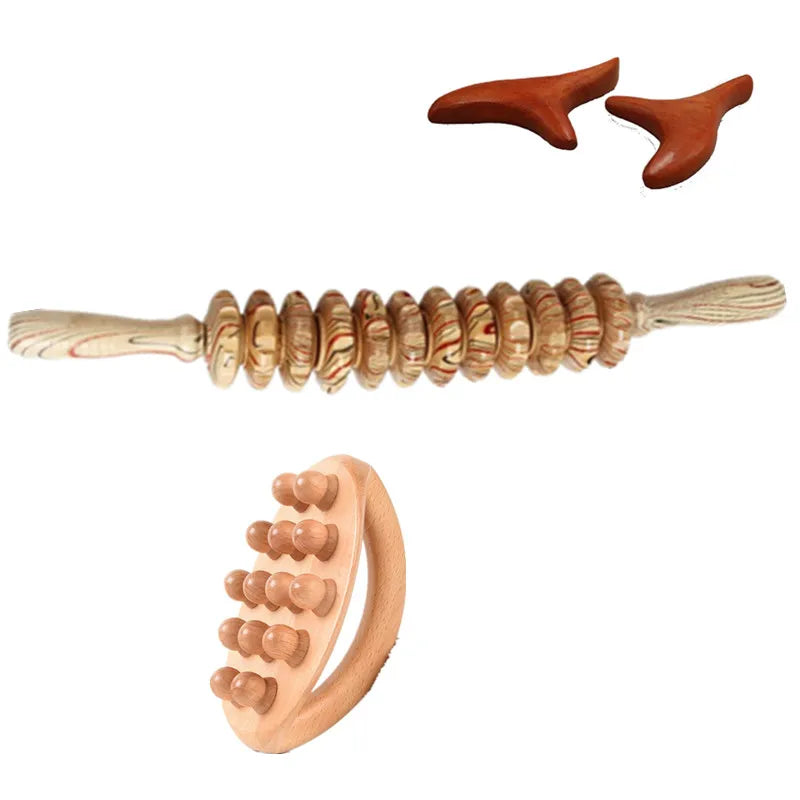 4pcs Body Guasha Tool Massager Universal Back Needle Massage Tendons Beech Wood Scraping Stick Point Treatment