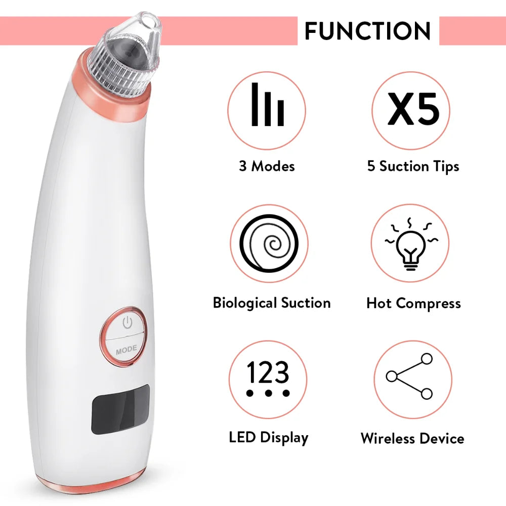 Pimple Removal Vacuum Suction Tools Face Pore Vacuum Skin Care White Blackhead Remover USB Rechargeable Acne Pore Cleaner