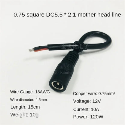 12V/24V DC5.5*2.5 Female To Car Charger Adapter Cable, All Copper, 18AWG, High Power Cigarette Lighter Wire