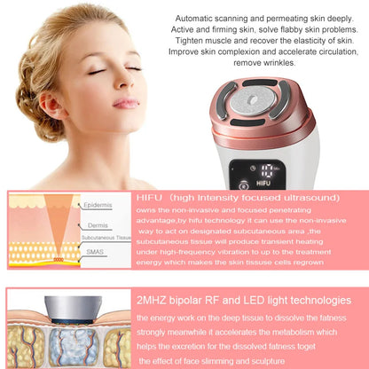 Upgraded Mini Hifu Ultrasonic Face Machine for Home Use with Hifu EMS LED Professional Machine Face Lift To Remove Wrinkles