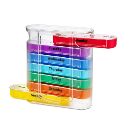 1PC 7 Days A Week Pill Box 28 Squares Pill Organizer Plastic Medicine Storage Moisture-proof Pill Box for Family Travel