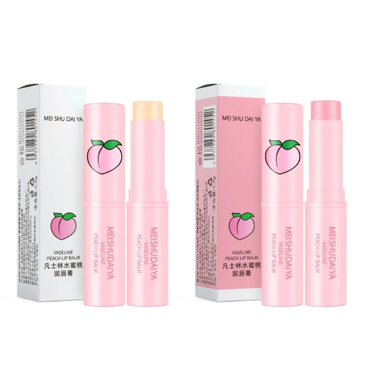 3.8g 1PC Natural Peach Lip Balm Long-lasting Moisturizing Lipstick Temperature Change Color Lipstick Anti-drying Hydration Lip