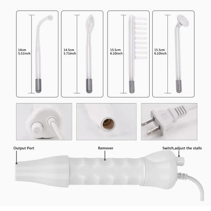 New Glass Tube High Frequency Electrode Stick with Neon Light Electric Therapy Acne Spot Removal Home Spa Facial Treatment Stick