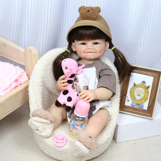 55cmReborn Baby Dolls Full Body Silicone Baby Girl Doll Lifelike Reborn Doll Toddler Birthday Gift Silicone Baby Reborn Doll Kit