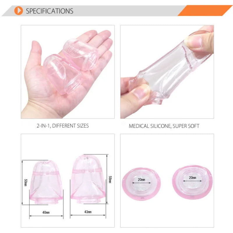 1PCS 2IN1 BIG&SMALL Silicone Glans Sleeve Penis Sleeve Enhancer G-Spot Clitoris Sex Toys for Men