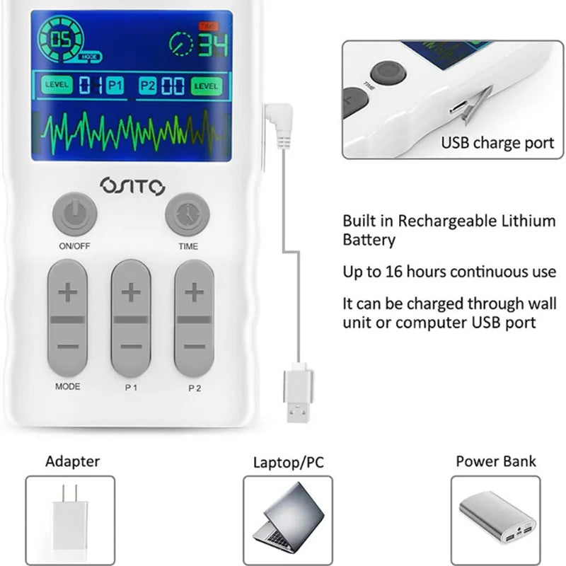 New 25 Modes EMS Full Body Massager Electric Muscle Therapy Stimulator Dual Channel Tens Unit Machine Physiotherapy Pulse