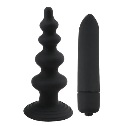 1PCS Soft 100% Silicone 4-Beads 10-Speed Vibrating Anal Plug Anal Beads Masturbator Vibrator Sex Toys for Couple Men/Women