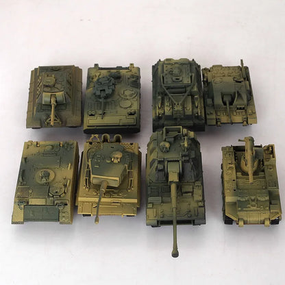 A Set 8PCS 1/72 4D Finished Tank Model Leopard Tiger-Type M1A2 T34 M42 Main Battle Tank Thumb Tank Military Model Toys for Child