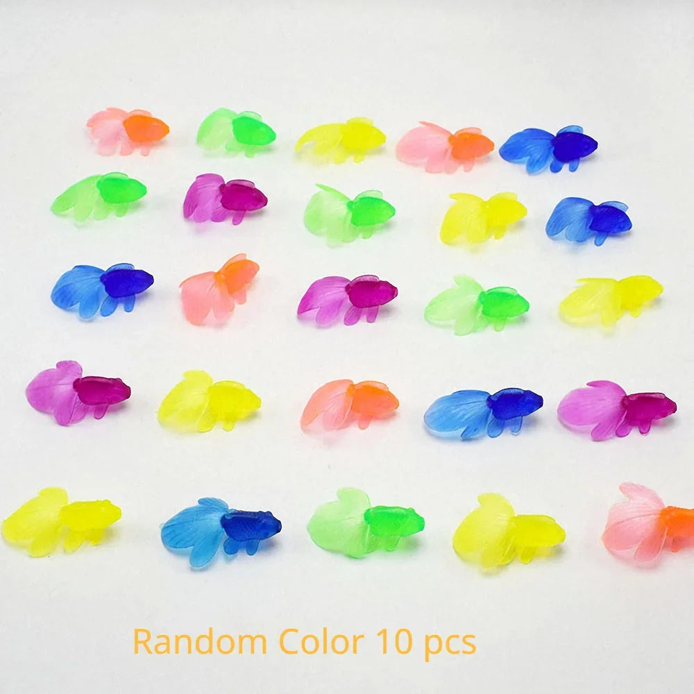 10pcs/set Kids Soft Rubber Simulation Mini Colorful Goldfish Model Baby Bath Toys for Children Toddler Fun Swimming Beach Gifts