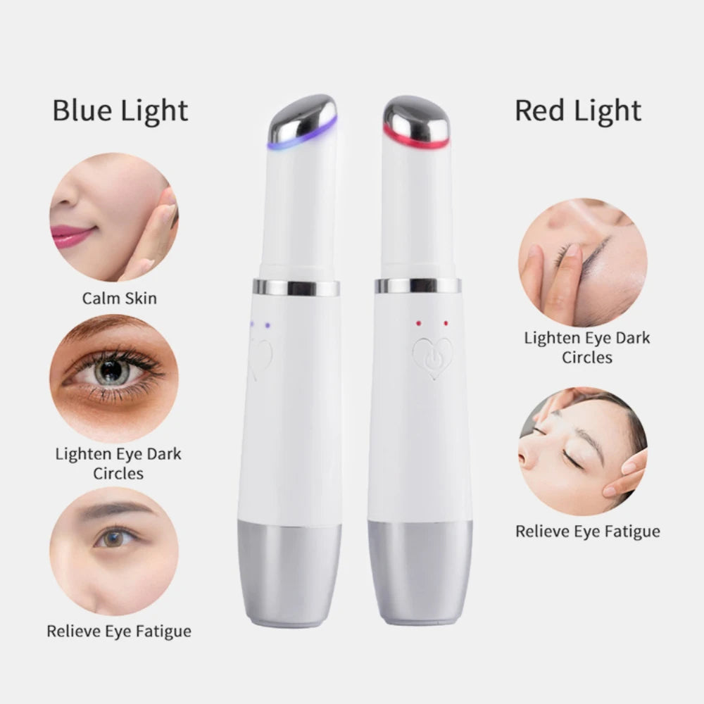 Anti-aging Wrinkle Removal Dark Circle Puffiness Mini Ultrasonic Eye Massager Pen Electric LED Photon Therapy Vibration Heated