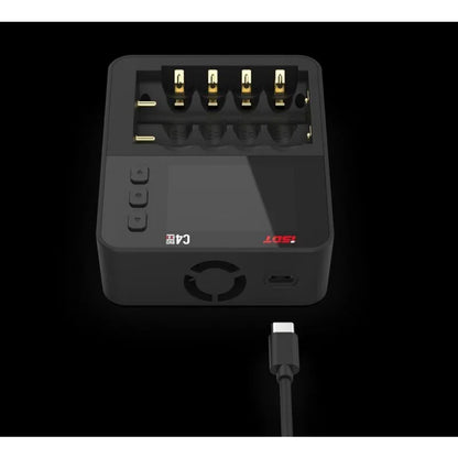 Smart Battery Charger Type-C ISDT C4 EVO QC3.0 Output with IPS Display Screen and Fire Prevention Six Alots Independent Charging