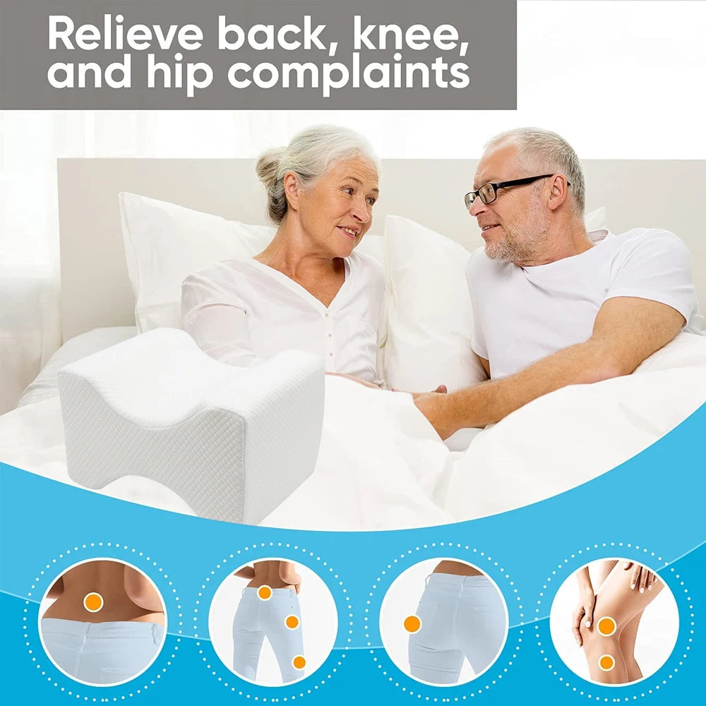 Knee Pillow for Side Sleepers - 100% Memory Foam Wedge Contour- Spacer Cushion for Spine Alignment Back Pain Pregnancy Support