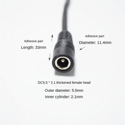 1m Black 10A Pure Copper 0.75mm² Thickened 12V Power Extension Cable with DC5.5*2.1 Male To Female Connectors for Monitoring