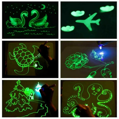 A3 A4 A5 English Russian 3D Children's Fluorescent Drawing Board Toys Writing Graffiti Board Draw with Light Fun for Kids Family